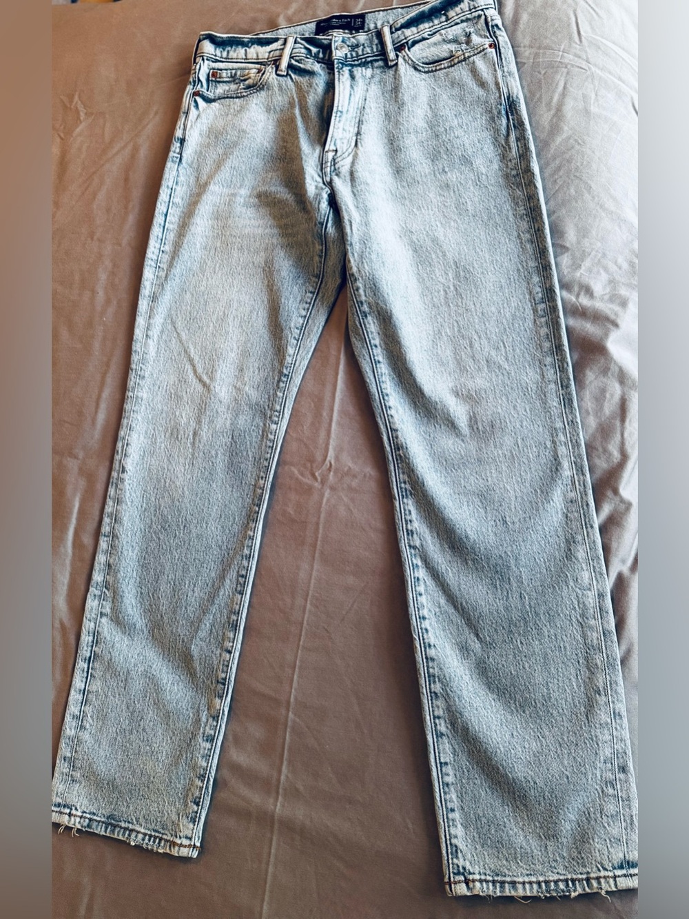 ABERCROMBIE & FITCH Light Blue Straight Leg Jeans - Picture 4 of 9
